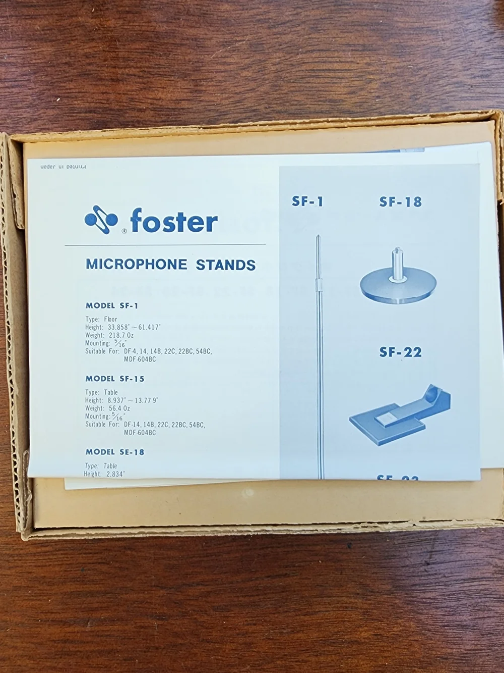 NWT Vintage Foster SF-24 Microphone Stand Orig. Box Mid Century Japan Audio 2of2